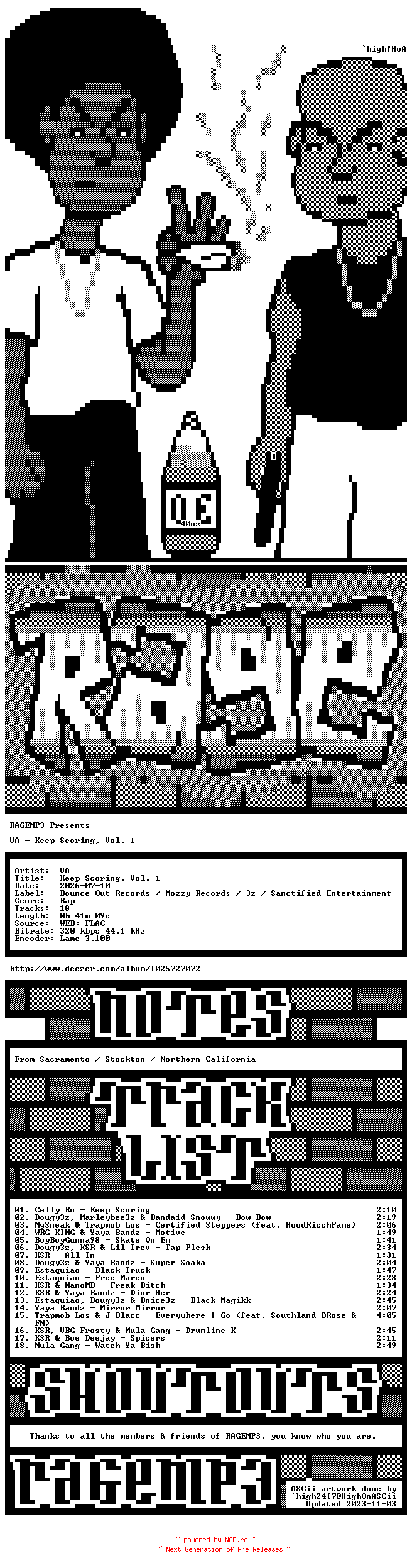 NFO for the release VA-Keep_Scoring_Vol._1-WEB-2026-RAGEMP3 by RAGEMP3