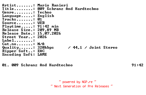 NFO for the release Mario_Ranieri-009_Schranz_And_Hardtechno-WEB-2026-XTC_iNT by XTC_iNT