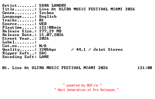 NFO for the release SARA_LANDRY-Live_At_ULTRA_MUSIC_FESTIVAL_MIAMI_2026-WEB-2026-XTC_iNT by XTC_iNT
