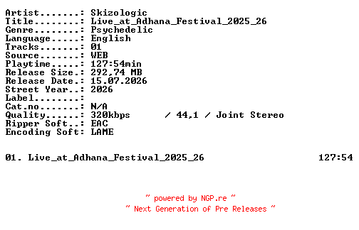 NFO for the release Skizologic-Live_at_Adhana_Festival_2025_26-WEB-2026-XTC_iNT by XTC_iNT