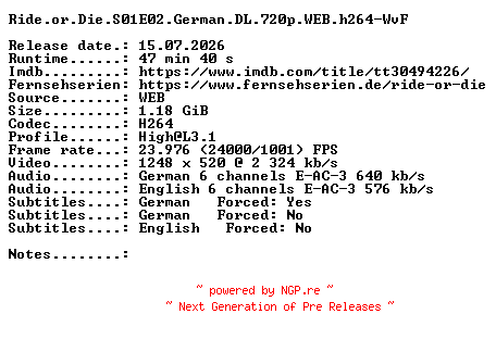 NFO for the release Ride.or.Die.S01E02.German.DL.720p.WEB.h264-WvF by WvF
