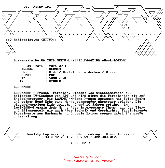 NFO for the release Loewenzahn.No.06.2026.GERMAN.HYBRID.MAGAZINE.eBook-LORENZ by LORENZ