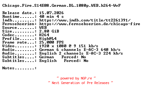 NFO for the release Chicago.Fire.S14E08.German.DL.1080p.WEB.h264-WvF by WvF