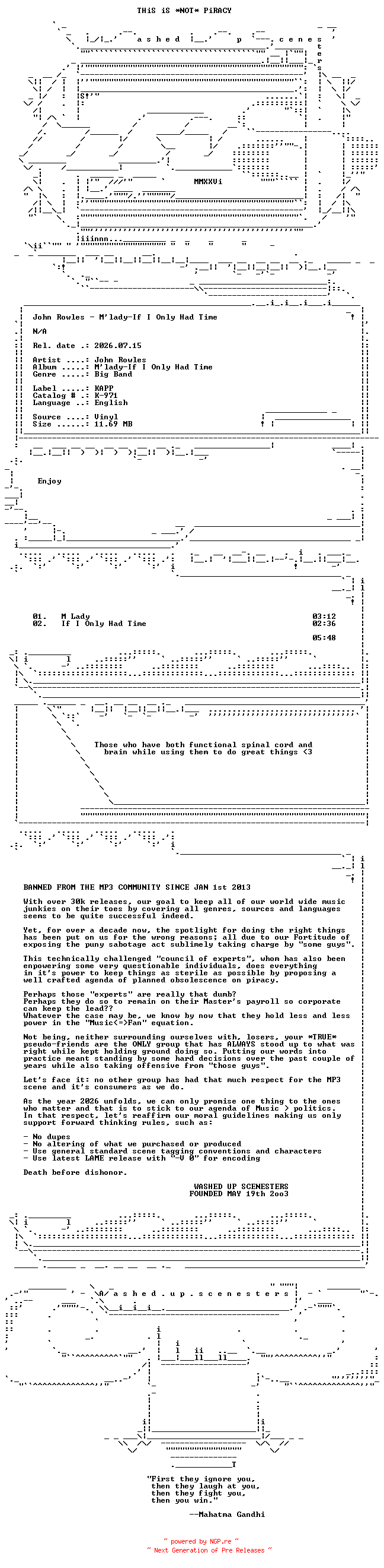 NFO for the release John_Rowles--Mlady-If_I_Only_Had_Time-VLS-1969-WUS by WUS
