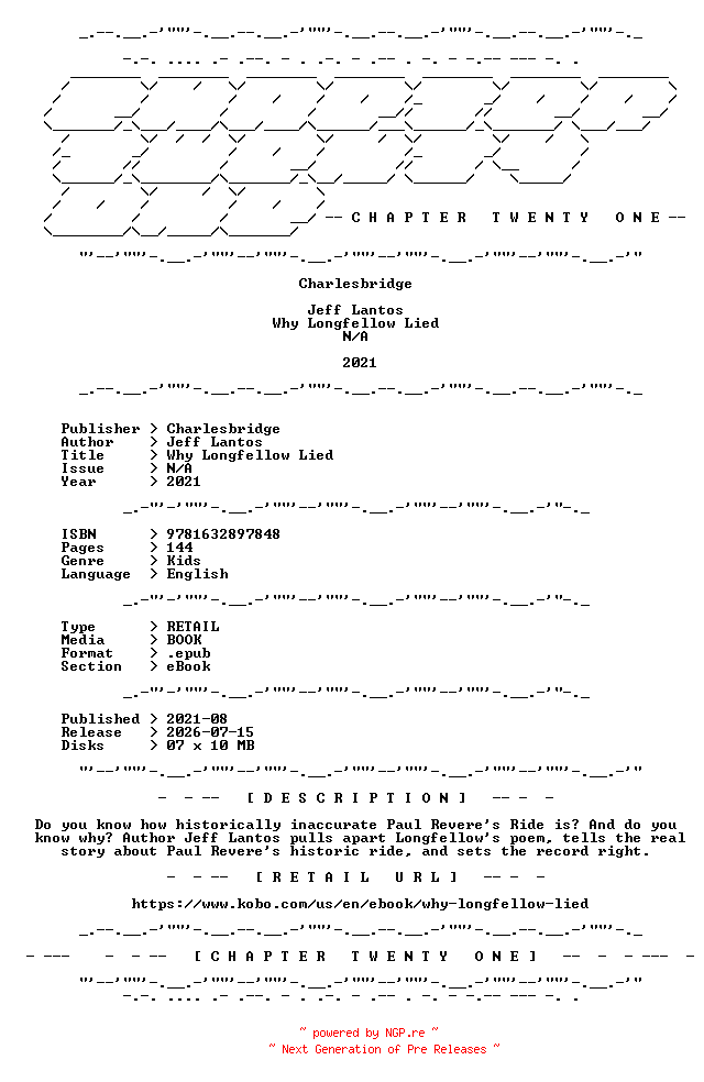NFO for the release Jeff.Lantos.-.Why.Longfellow.Lied.2021.RETAIL.EPUB.eBook-CTO by CTO