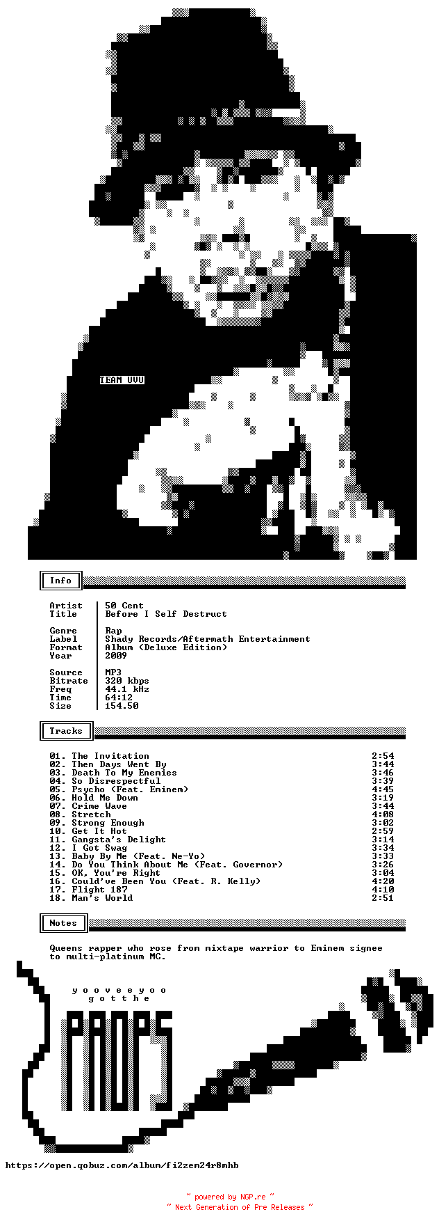 NFO for the release 50_Cent-Before_I_Self_Destruct-Deluxe_Edition-WEB-2009-UVU by UVU