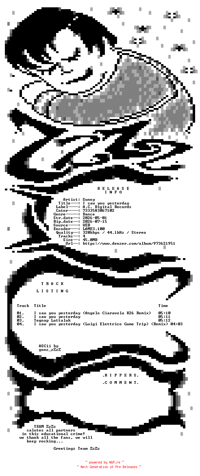 NFO for the release Sunny_-_I_saw_you_yesterday-(7333583067102)-WEB-IT-2026-ZzZz by ZzZz