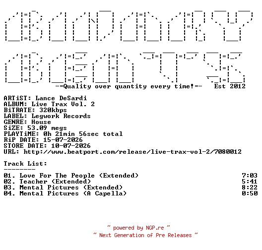 NFO for the release Lance_DeSardi-Live_Trax_Vol._2-(LWK16D)-WEB-2026-BB by BB