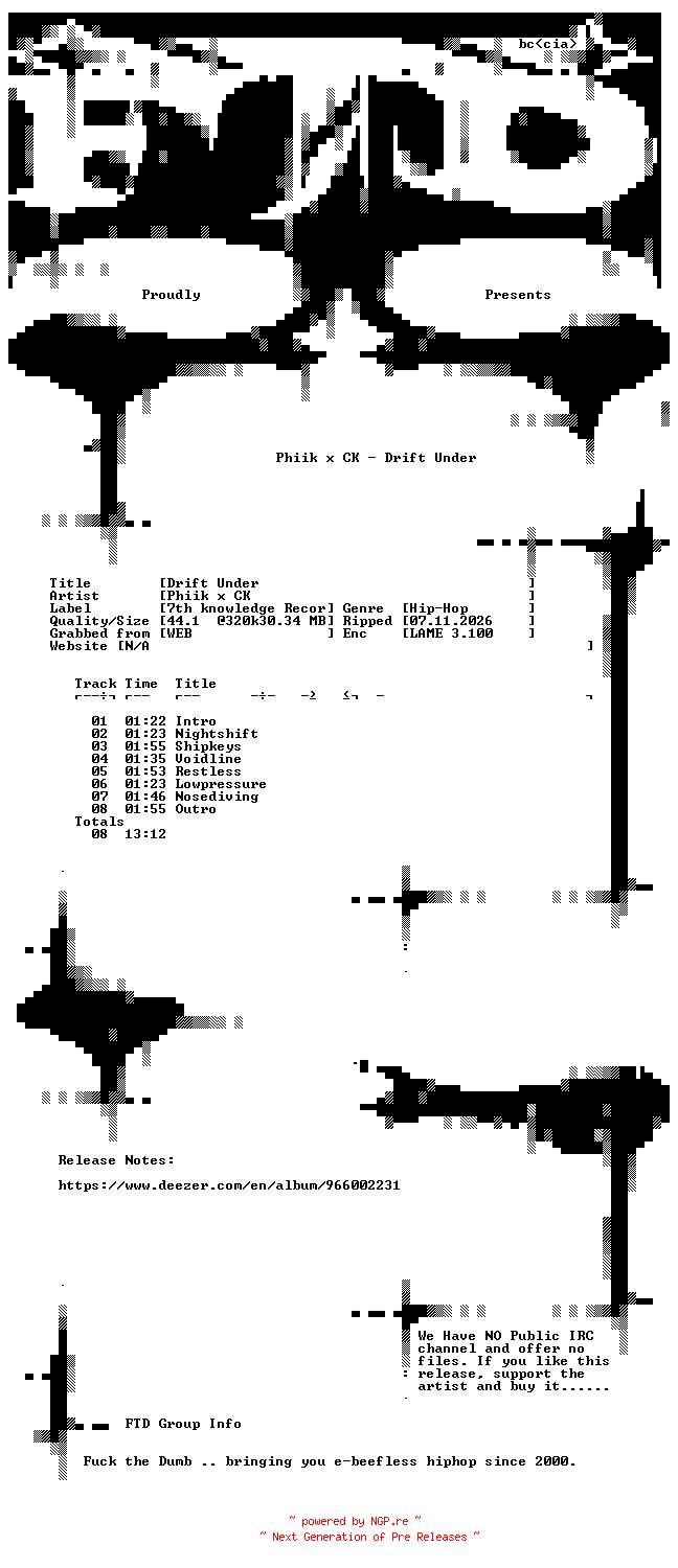 NFO for the release Phiik_x_CK-Drift_Under-WEB-2026-FTD by FTD