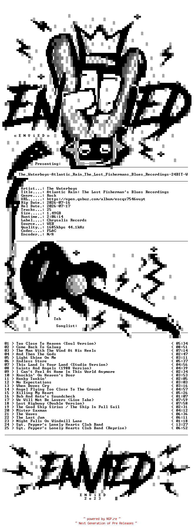 NFO for the release The_Waterboys-Atlantic_Rain_The_Lost_Fishermans_Blues_Recordings-24BIT-WEB-FLAC-2026-ENViED by ENViED
