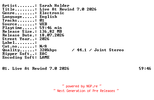 NFO for the release Sarah_Holder-Live_At_Rewind_7.0_2026-WEB-2026-XTC_iNT by XTC_iNT
