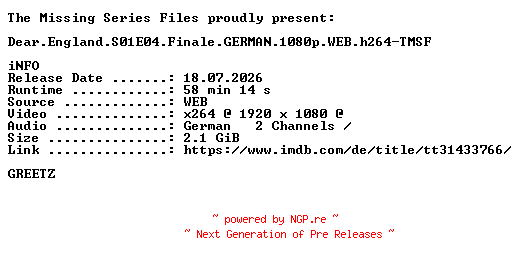 NFO for the release Dear.England.S01E04.Finale.GERMAN.1080p.WEB.h264-TMSF by TMSF