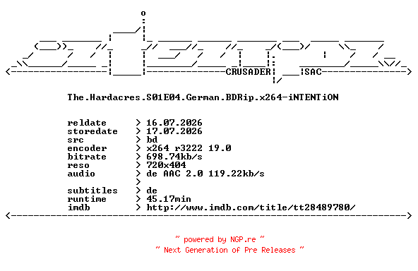 NFO for the release The.Hardacres.S01E04.German.BDRip.x264-iNTENTiON by iNTENTiON