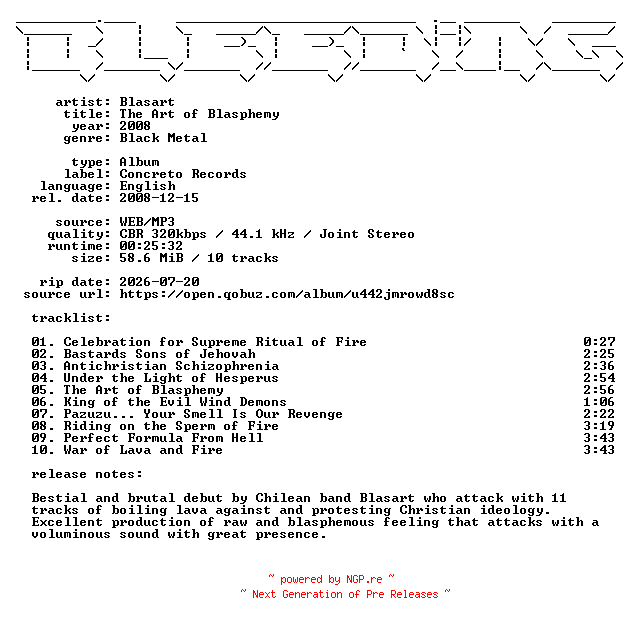 NFO for the release Blasart-The_Art_of_Blasphemy-WEB-2008-BLEEDiNG by BLEEDiNG
