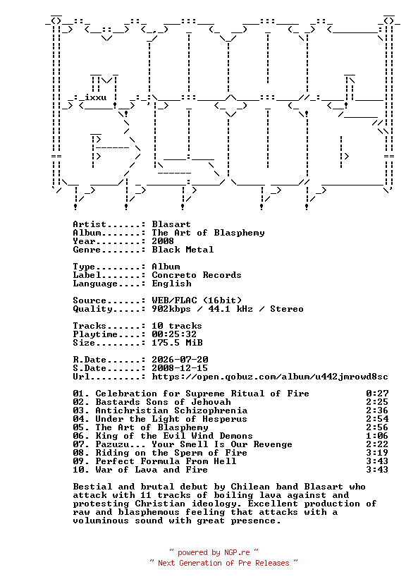 NFO for the release Blasart-The_Art_of_Blasphemy-16BIT-WEB-FLAC-2008-MOONBLOOD by MOONBLOOD