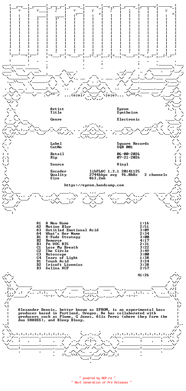 NFO for the release Eprom-Syntheism-(SQR_001)-2LP-FLAC-2026-AFTERHOUR by AFTERHOUR