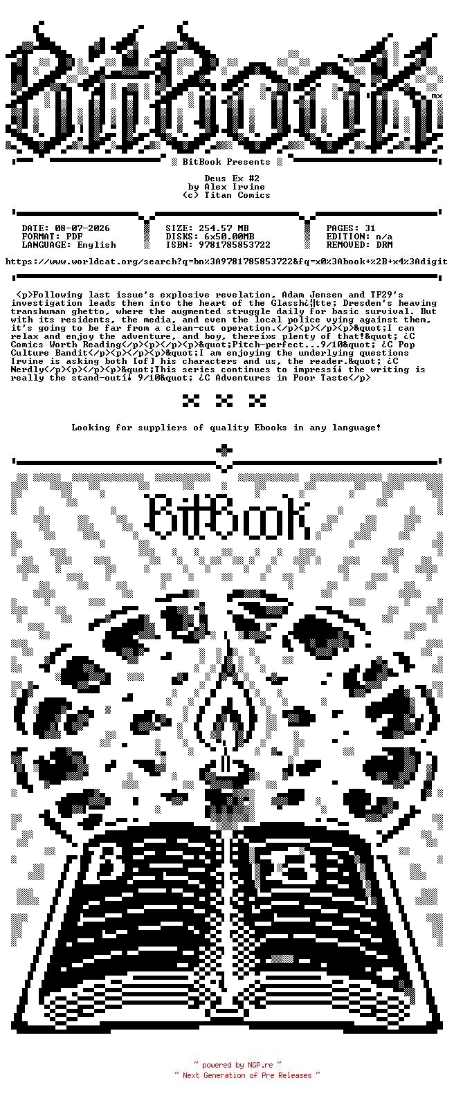 NFO for the release Titan.Comics.-.Deus.Ex.No.02.2016.Retail.Comic.eBook-BitBook by BitBook