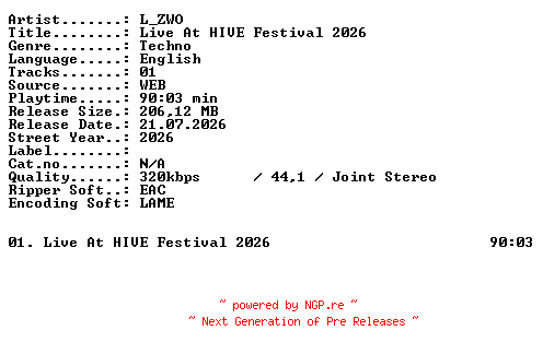 NFO for the release L_ZWO-Live_At_HIVE_Festival_2026-WEB-2026-XTC_iNT by XTC_iNT