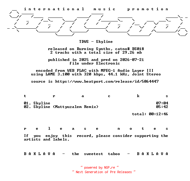 NFO for the release TDWS-Skyline-(BS018)-WEB-2025-BAKLAVA by BAKLAVA