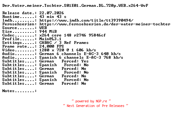 NFO for the release Der.Vater.meiner.Tochter.S01E01.German.DL.720p.WEB.x264-WvF by WvF