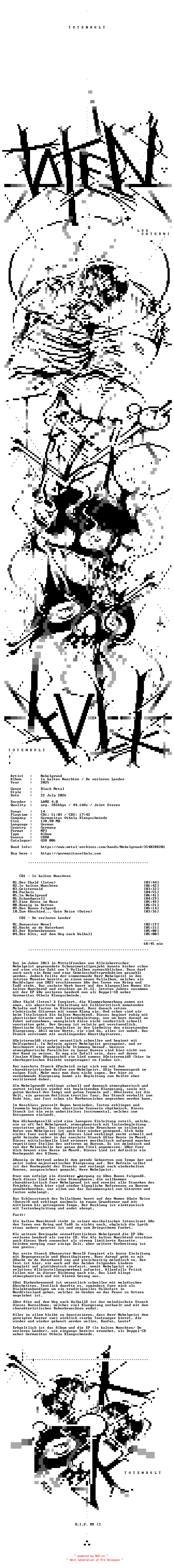 NFO for the release Nebelgrund-In_Kalten_Naechten__De_Verloren_Leeder-DE-2CD-2025-TOTENKVLT by TOTENKVLT