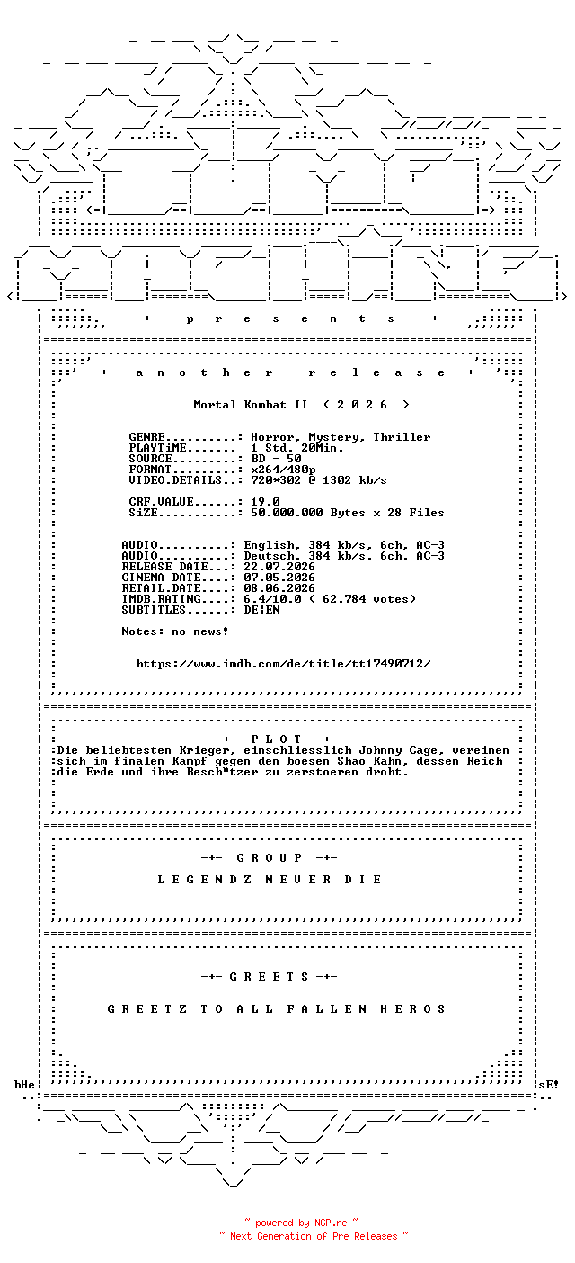 NFO for the release Mortal.Kombat.II.2026.German.DL.AC3.BDRip.x264-TM by TM