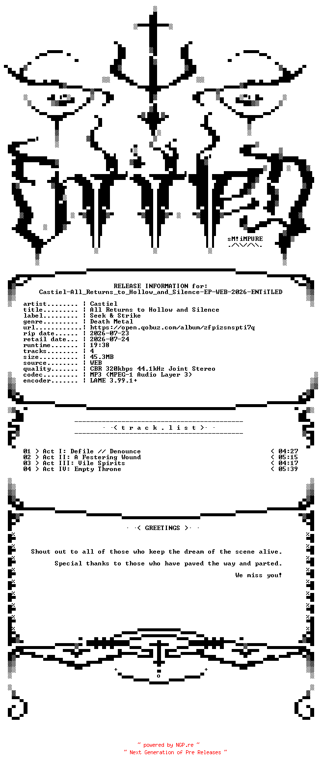 NFO for the release Castiel-All_Returns_to_Hollow_and_Silence-EP-WEB-2026-ENTiTLED by ENTiTLED