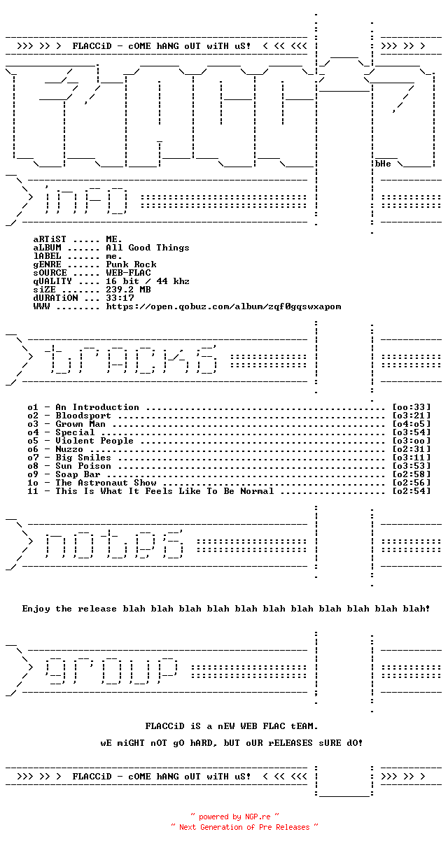 NFO for the release ME.-All_Good_Things-16BIT-WEB-FLAC-2026-FLACCiD by FLACCiD