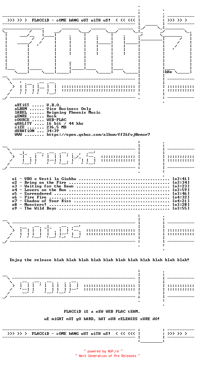 NFO for the release V.B.O.-Vice_Business_Only-16BIT-WEB-FLAC-2026-FLACCiD by FLACCiD