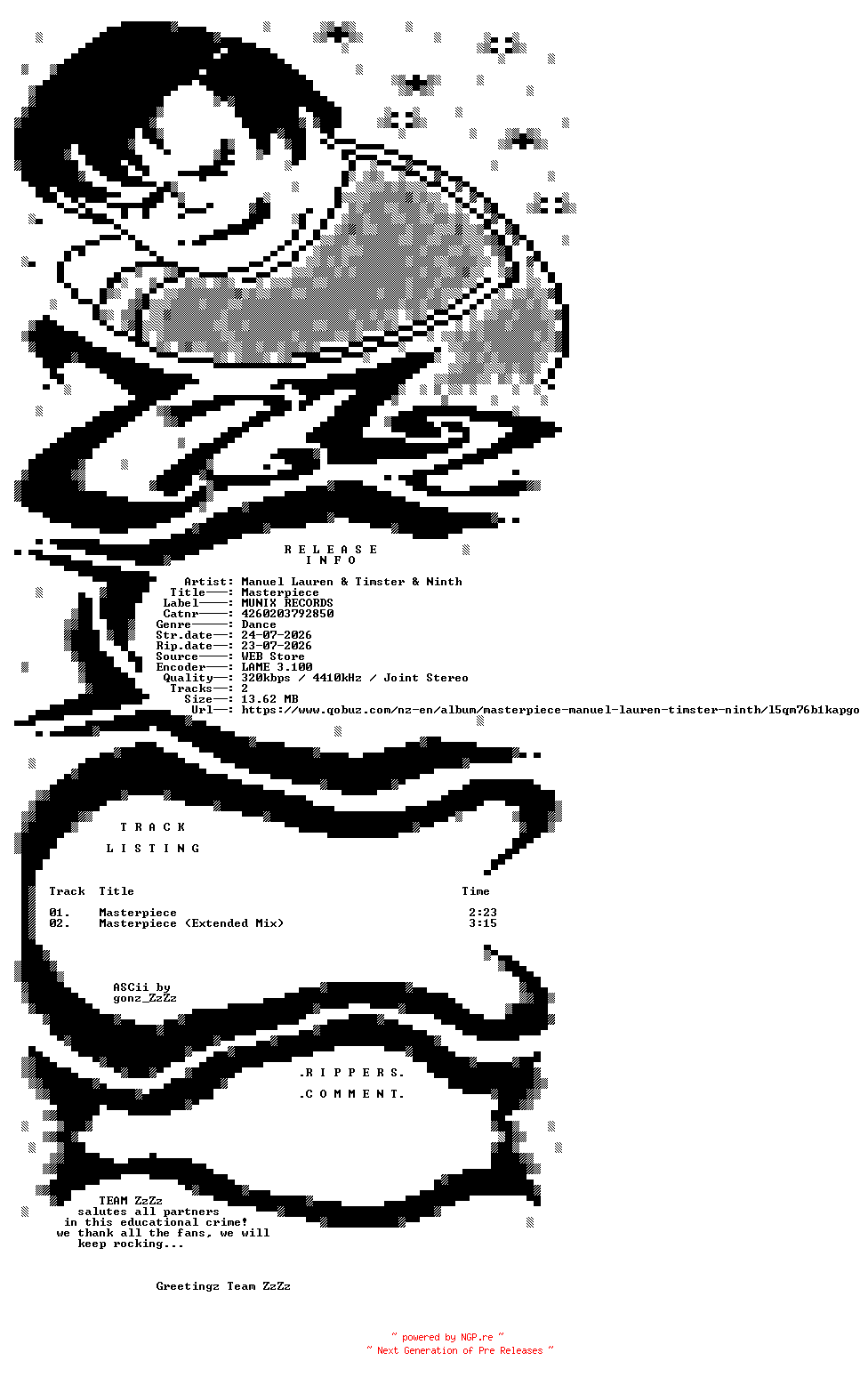 NFO for the release Manuel_Lauren_and_Timster_and_Ninth_-_Masterpiece-(4260203792850)-WEB-2026-ZzZz by ZzZz