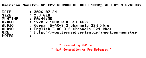 NFO for the release American.Monster.S06E07.GERMAN.DL.DOKU.1080p.WEB.H264-SYNERGiE by SYNERGiE