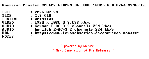 NFO for the release American.Monster.S06E09.GERMAN.DL.DOKU.1080p.WEB.H264-SYNERGiE by SYNERGiE