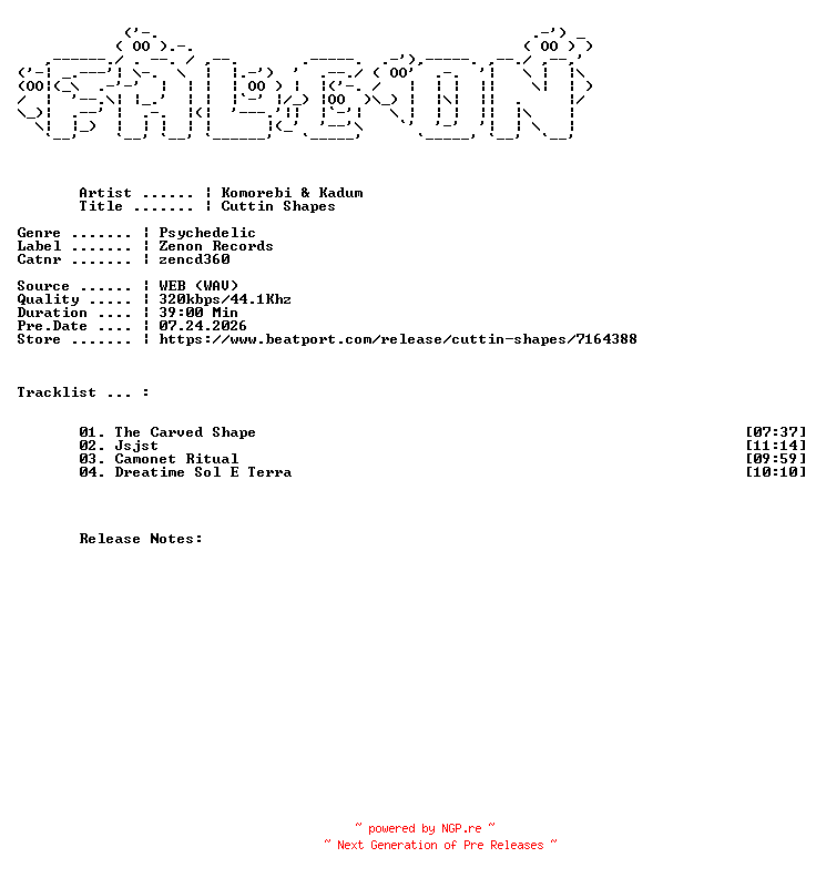 NFO for the release Komorebi_And_Kadum-Cuttin_Shapes-(Zencd360)-WEB-2026-FALCON by FALCON