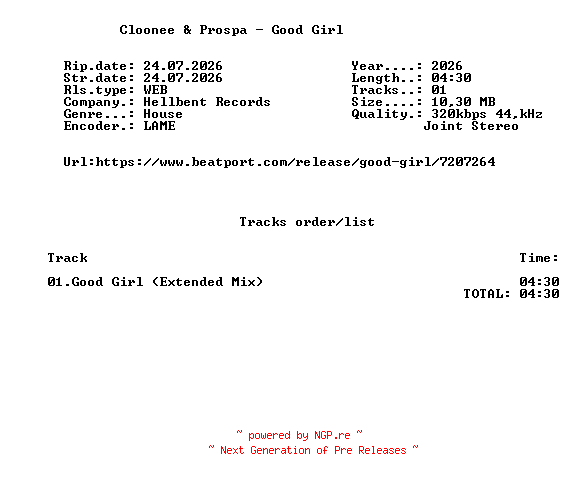 NFO for the release Cloonee_And_Prospa_-_Good_Girl-(CM001E)-SINGLE-WEB-2026-FMC by FMC