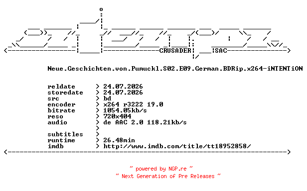 NFO for the release Neue.Geschichten.von.Pumuckl.S02.E09.German.BDRip.x264-iNTENTiON by iNTENTiON