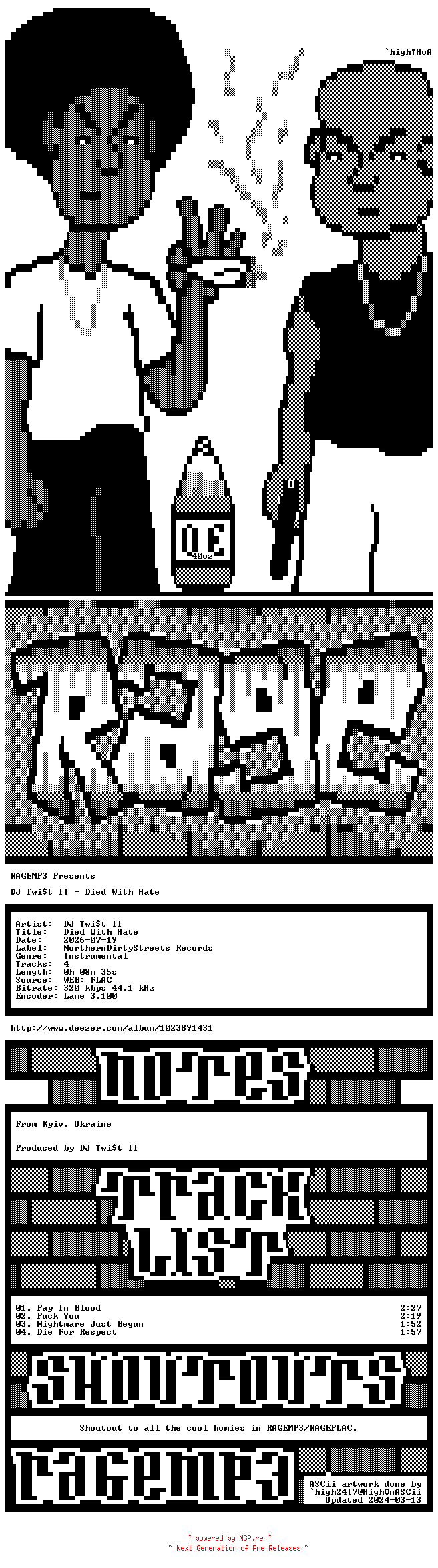 NFO for the release DJ_Twist_II-Died_With_Hate-EP-WEB-2026-RAGEMP3 by RAGEMP3
