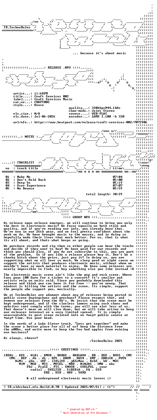 NFO for the release 1168PM-Craft_Services_002-(CRAFT002)-WEB-2026-TR by TR