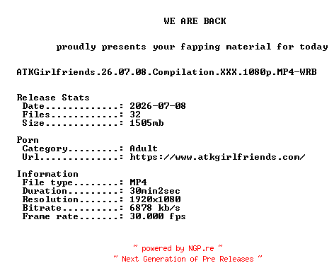NFO for the release ATKGirlfriends.26.07.08.Compilation.XXX.1080p.MP4-WRB by WRB