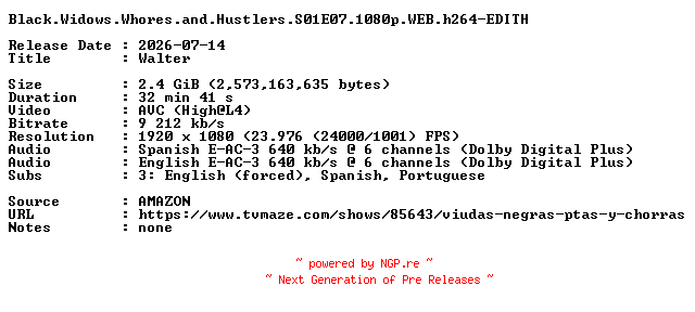 NFO for the release Black.Widows.Whores.and.Hustlers.S01E07.1080p.WEB.h264-EDITH by EDITH