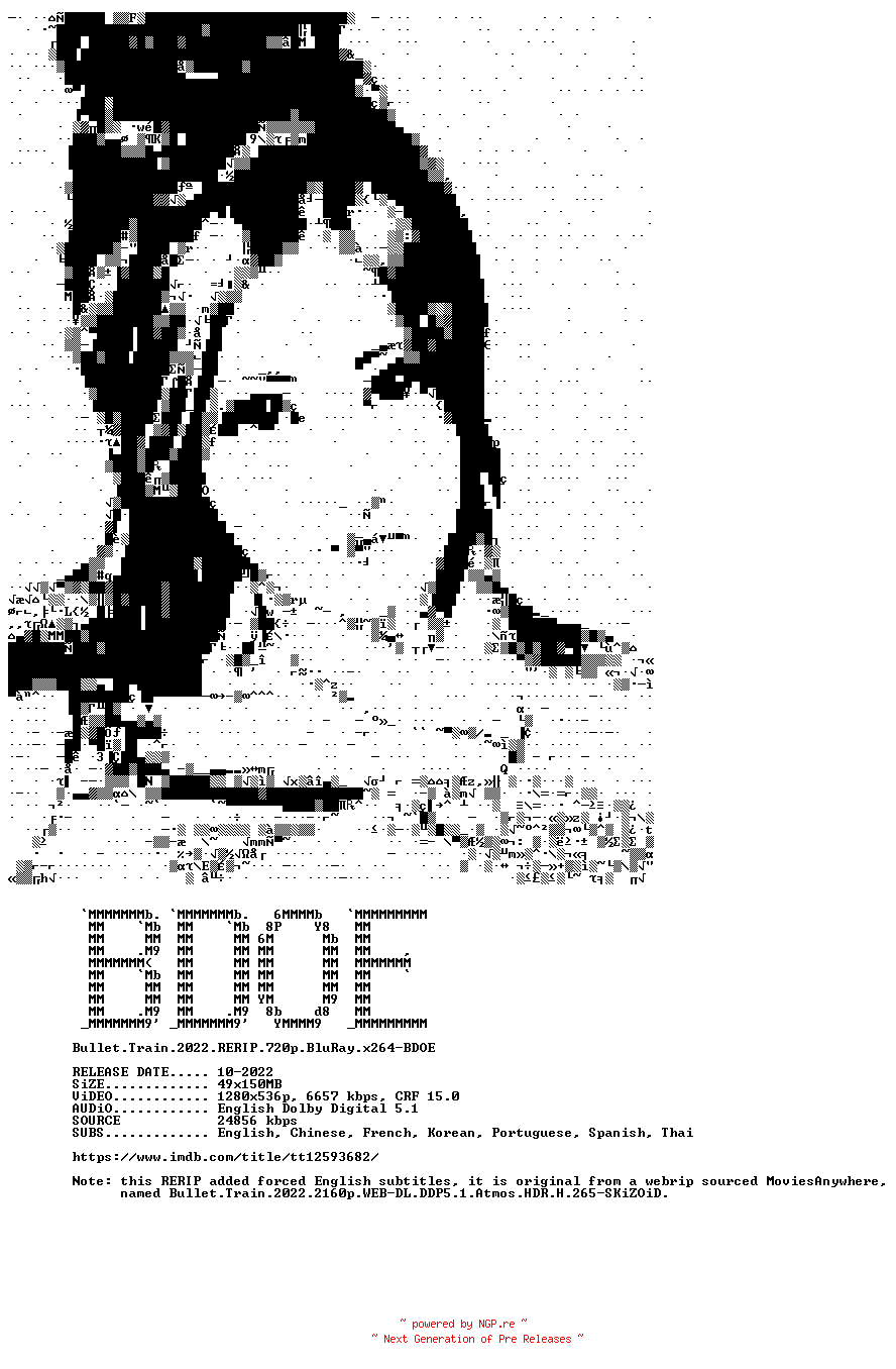 NFO for the release Bullet.Train.2022.RERIP.720p.BluRay.x264-BDOE by BDOE