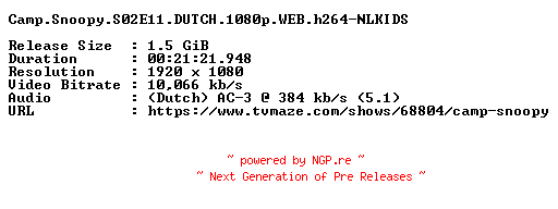 NFO for the release Camp.Snoopy.S02E11.DUTCH.1080p.WEB.h264-NLKIDS by NLKIDS