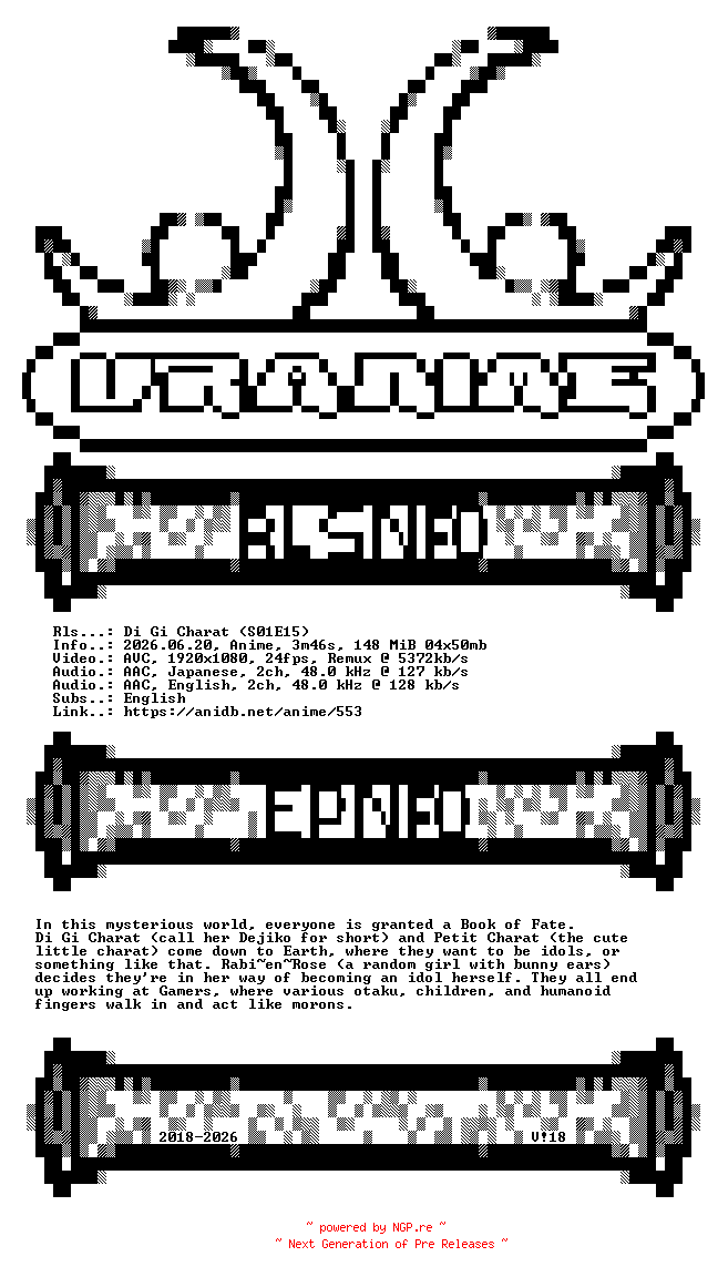 NFO for the release Di.Gi.Charat.S01E15.1080p.WEB.H264-URANiME by URANiME