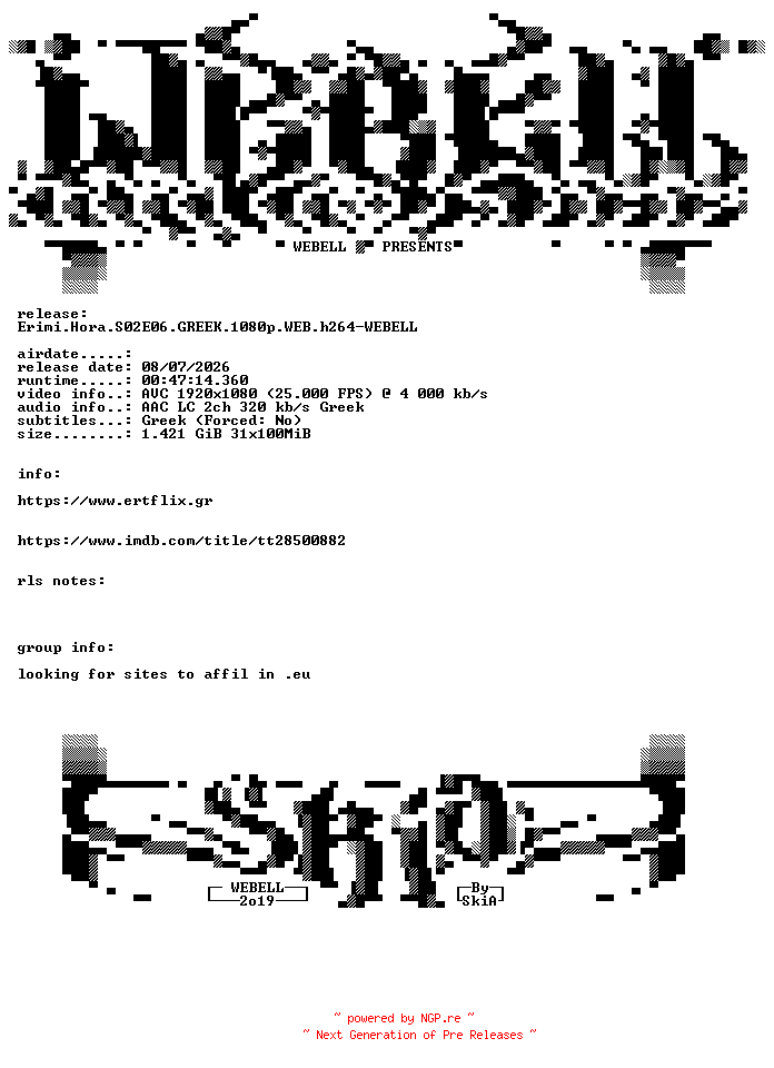 NFO for the release Erimi.Hora.S02E06.GREEK.1080p.WEB.h264-WEBELL by WEBELL