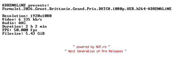 NFO for the release Formule1.2026.Groot.Brittanie.Grand.Prix.DUTCH.1080p.WEB.h264-ADRENALiNE by ADRENALiNE