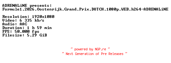 NFO for the release Formule1.2026.Oostenrijk.Grand.Prix.DUTCH.1080p.WEB.h264-ADRENALiNE by ADRENALiNE
