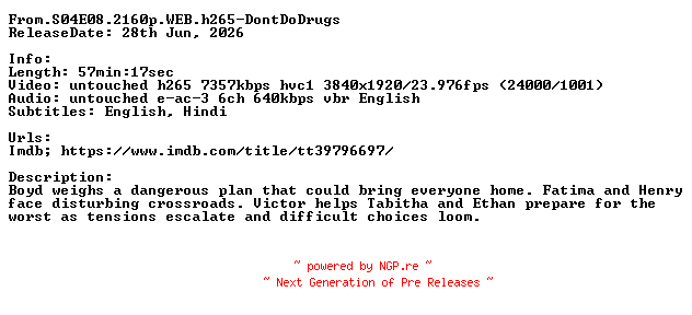 NFO for the release From.S04E08.2160p.WEB.h265-DontDoDrugs by DontDoDrugs