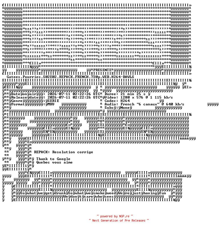 NFO for the release Gatees.Pourries.S02E02.REPACK.FRENCH.720p.WEB.H264-BAWLS by BAWLS