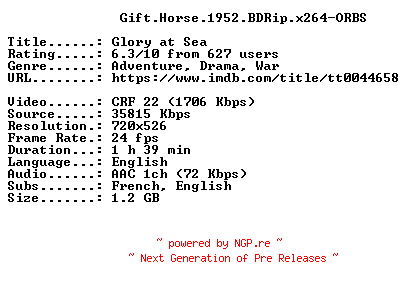 NFO for the release Gift.Horse.1952.BDRip.x264-ORBS by ORBS
