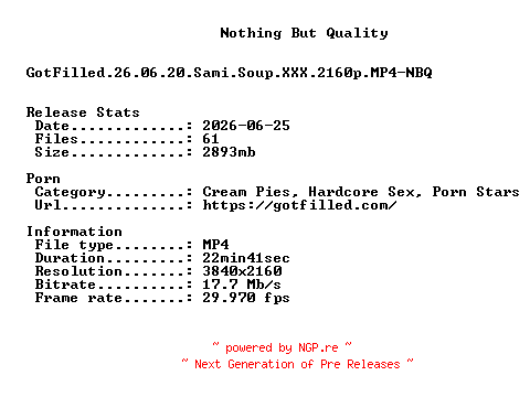 NFO for the release GotFilled.26.06.20.Sami.Soup.XXX.2160p.MP4-NBQ by NBQ