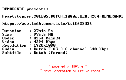 NFO for the release Heartstopper.S01E05.DUTCH.1080p.WEB.H264-REMBRANDT by REMBRANDT
